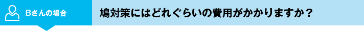 Bさんの場合 鳩対策にはどれぐらいの費用がかかりますか？