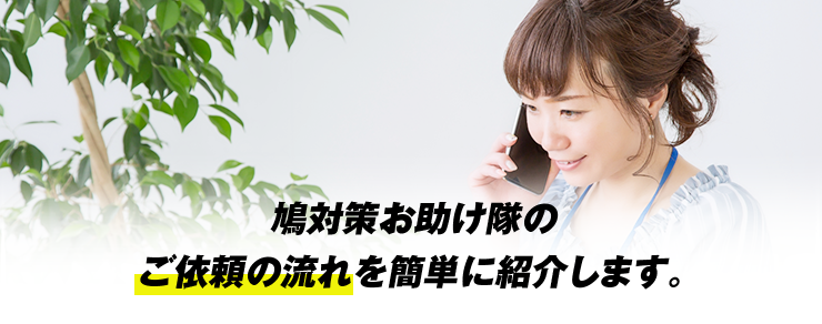 鳩対策お助け隊のご依頼の流れを簡単に紹介します。